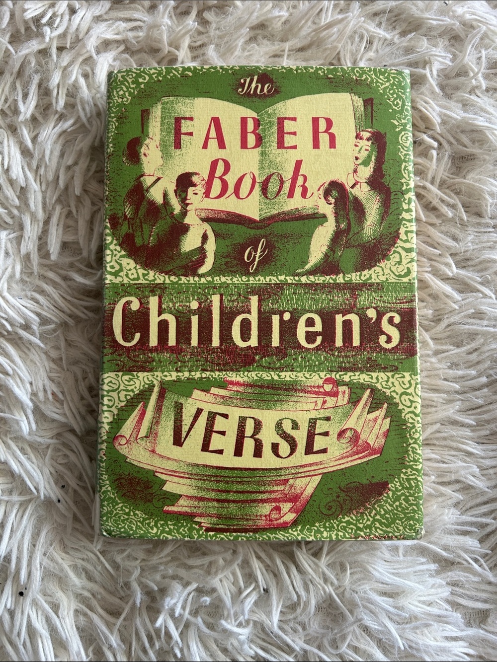 Book of Children's Verse - Green and Red Kids, vintage antique edition 1968